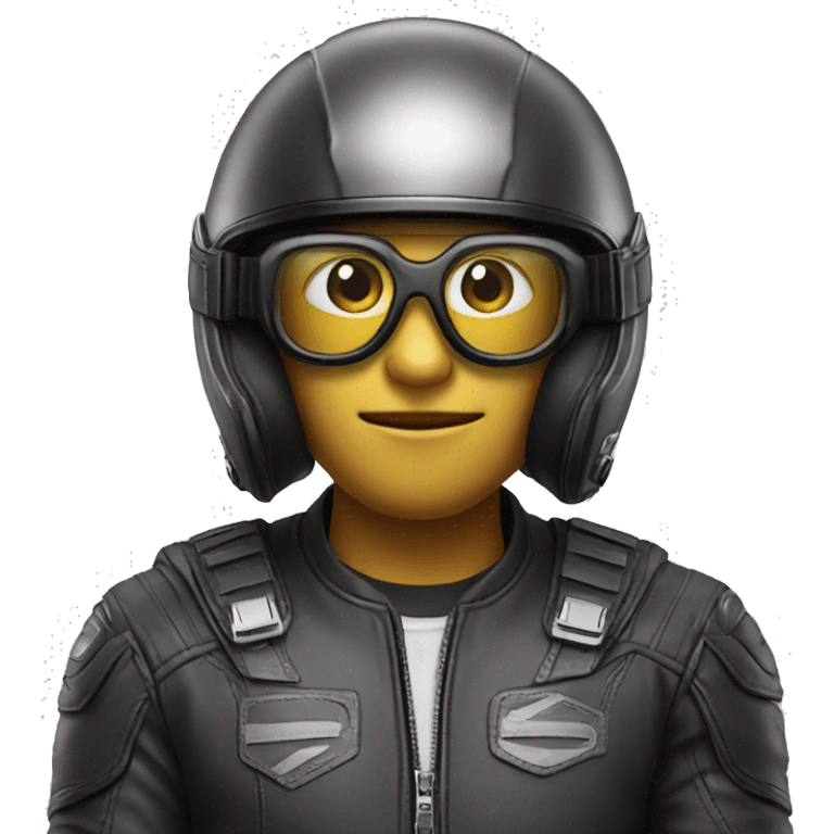 Emoji wearing eyeglasses and cool motorcycle helmet emoji