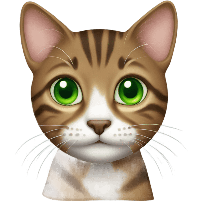 Brown tabby cat with green eyes emoji