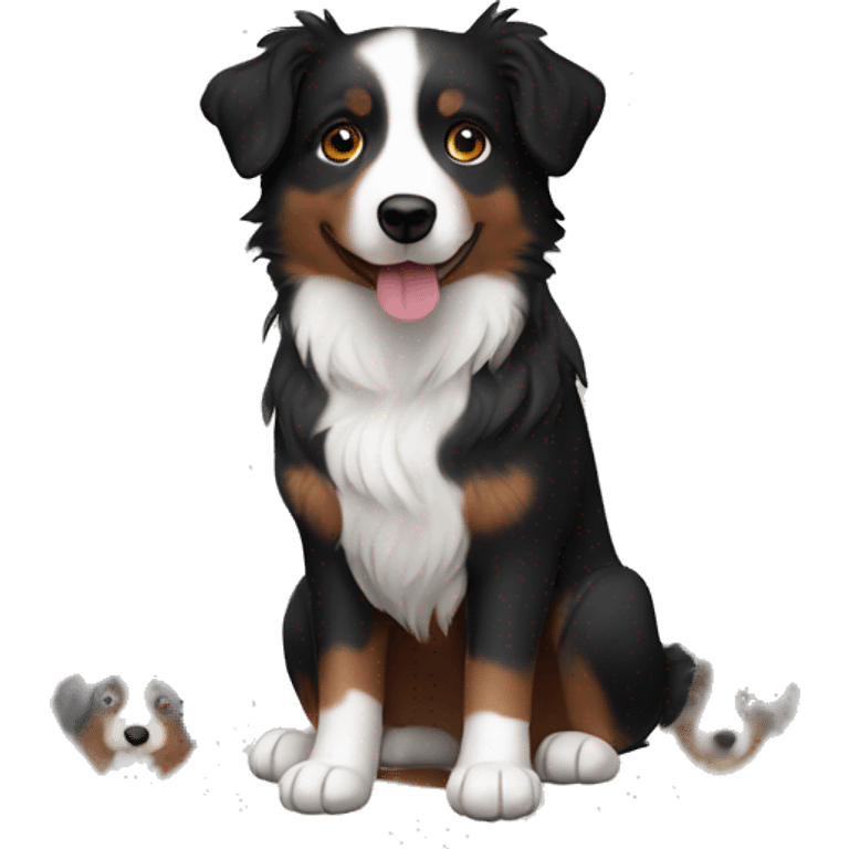 Mini black Australian shepherd with brown eyebrows small amounts of white emoji