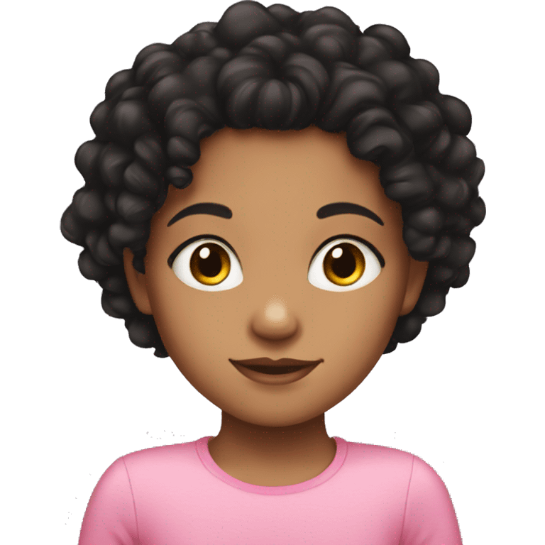 Mixed child  girl with black curly hair  emoji