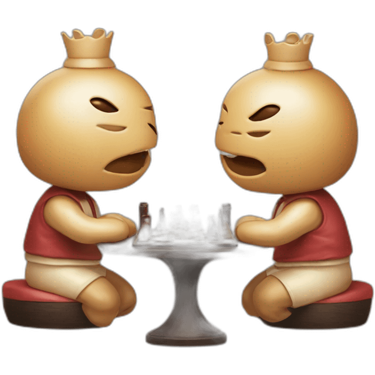 Two char siu bao playing chess emoji