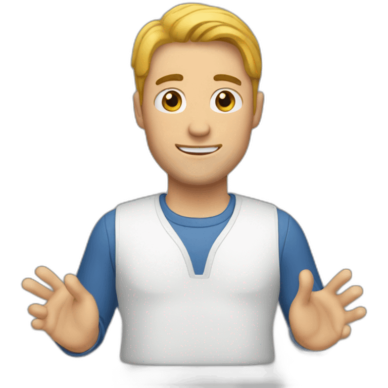 white man with both hands in cast emoji