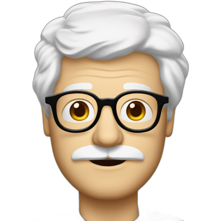 meester frank visser white hair, white mustache and glasses emoji