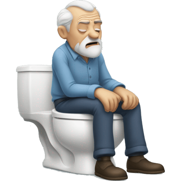 sleepy old man sitting on the toilet  emoji