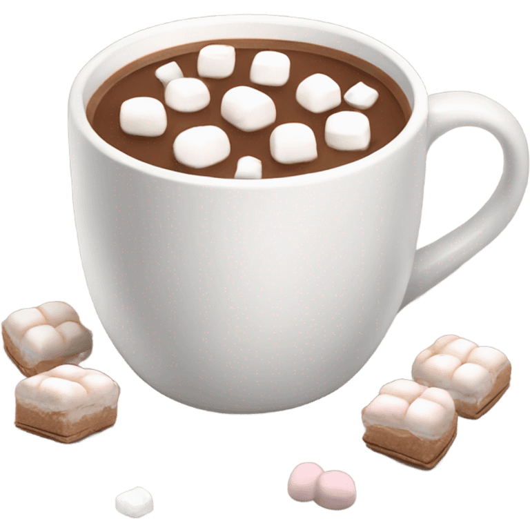 Light brown mug of hot chocolate with marshmallows  emoji