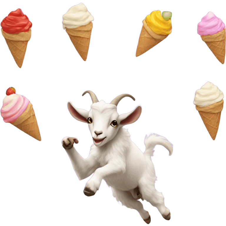 goat doing a backflip with an icecream emoji