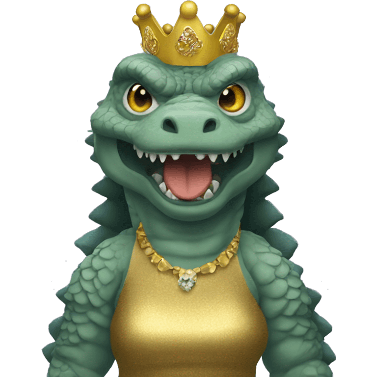 Godzilla dressed as a queen emoji