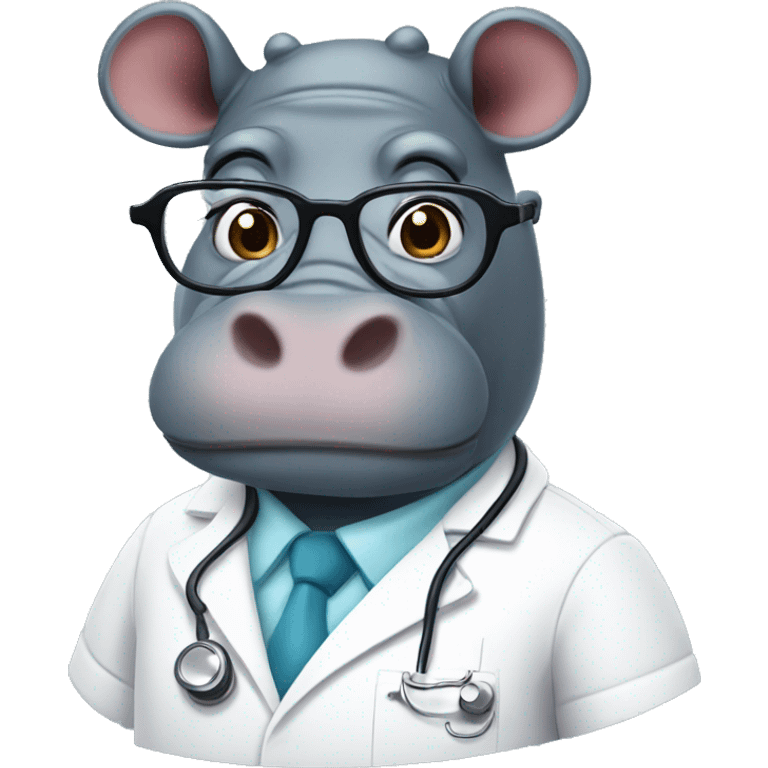 Hippo doctor with glasses emoji