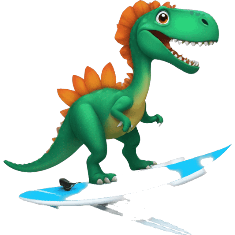 dinosaur wearing a tutu riding a surfboard emoji