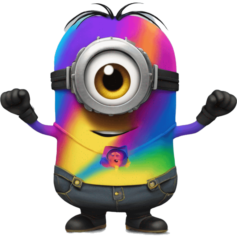 Despicable me character mega minion with rainbow super powers emoji