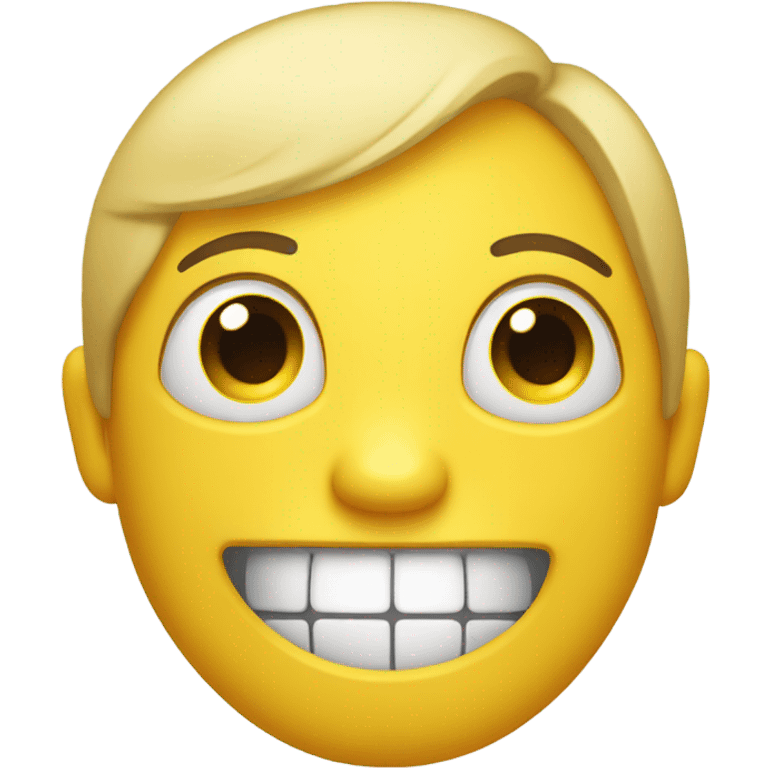 yellow emoji with braces smiling  emoji