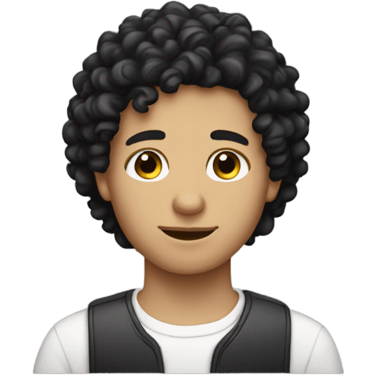 White boy with curly black hair  emoji