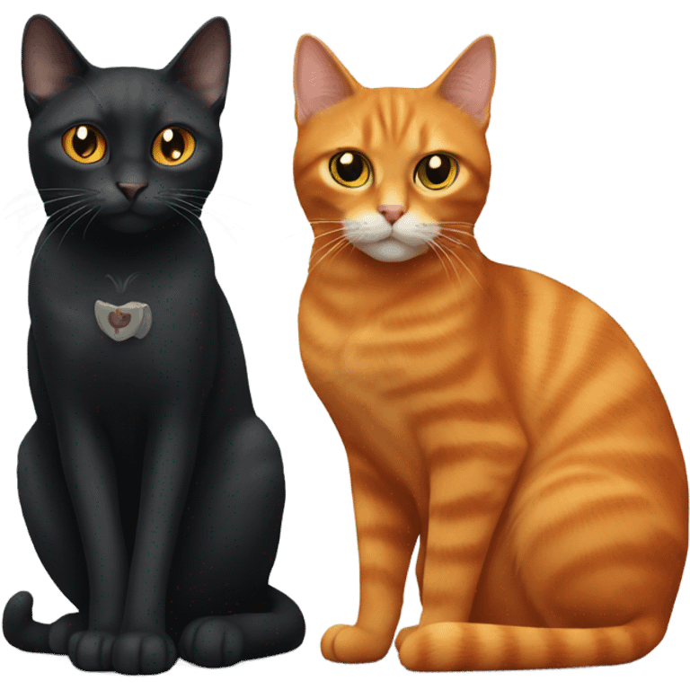 Black cat with orange cat with grey cat emoji