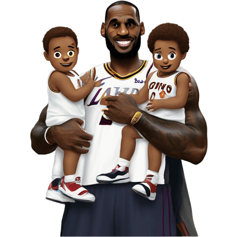 LeBron James holding two white toddler boys  emoji