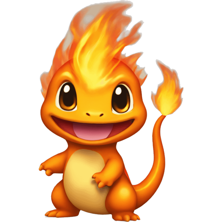 Charmander with a flame on its tail-tip emoji