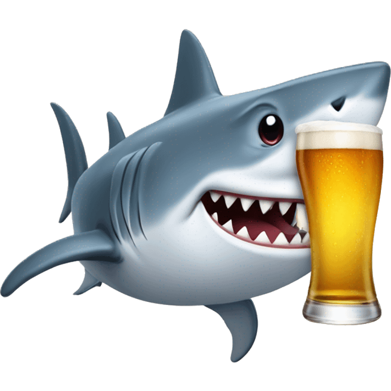 Shark with glas of beer emoji