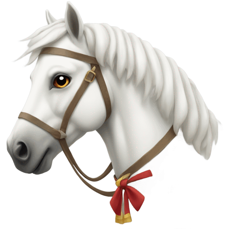 White Horse with a bow on head emoji