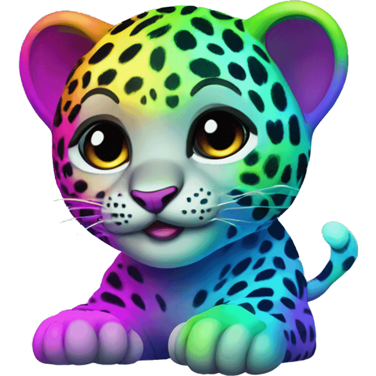 neon rainbow leopard cub emoji