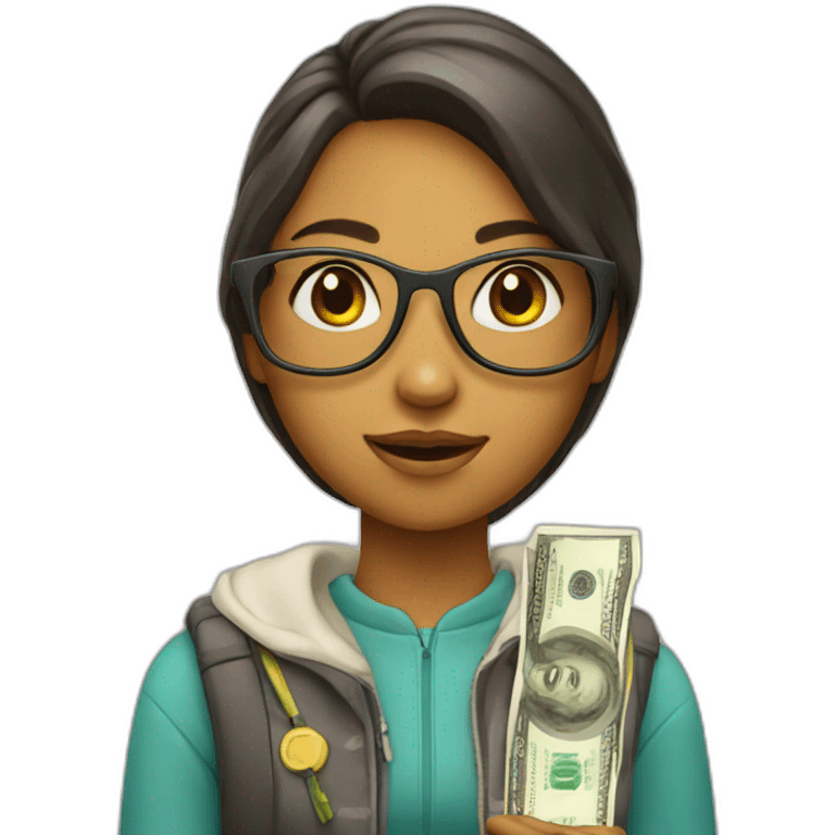 girl student with money emoji