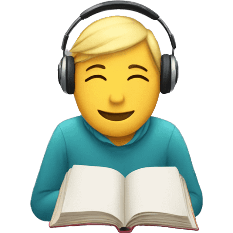 Reading with headphones on emoji