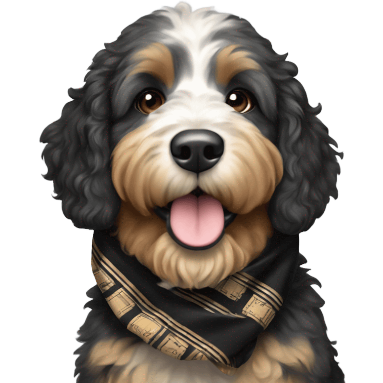 Bernedoodle with purdue scarf emoji