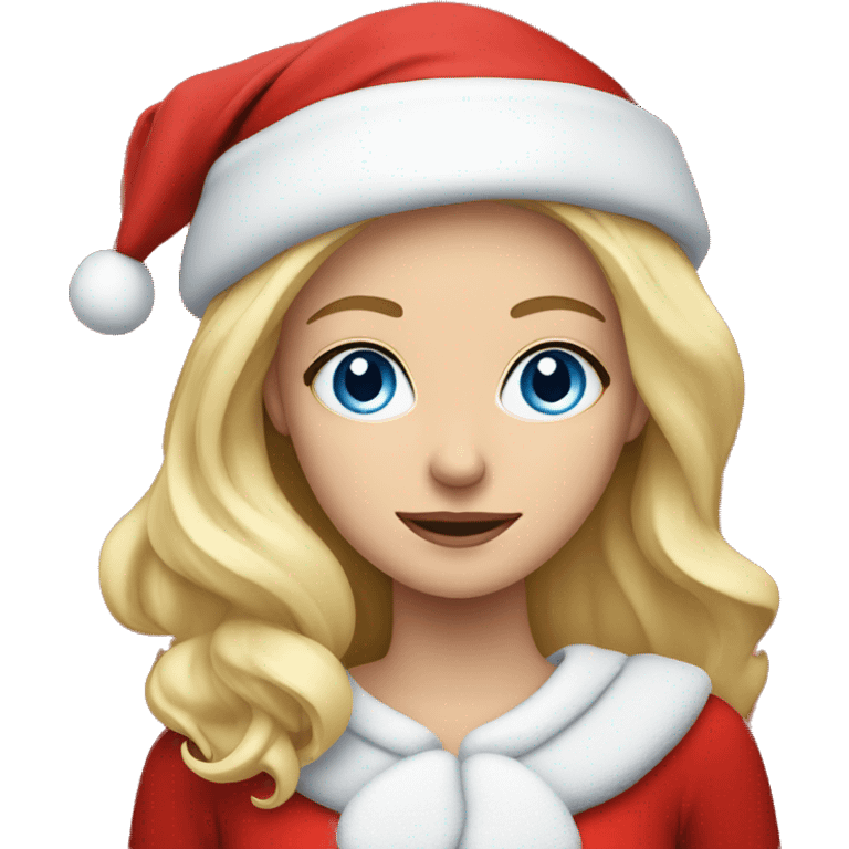 blonde girl with blue eyes as Santa  emoji