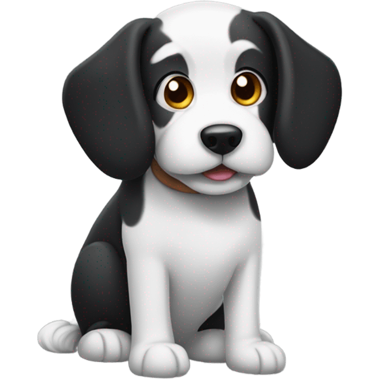 Black and white dog with floppy ears emoji