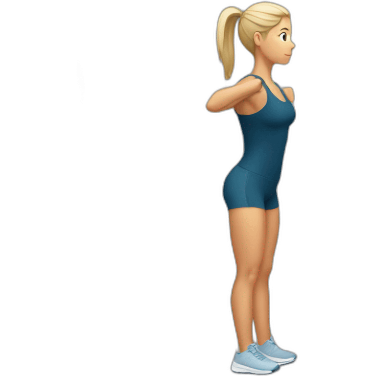  woman doing squats whith only leg emoji