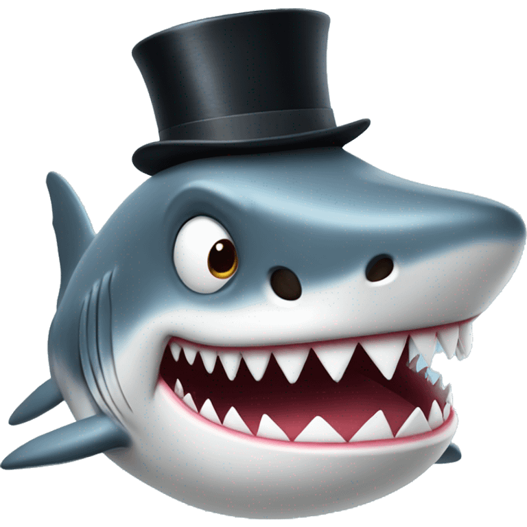 Shark with a top hat emoji