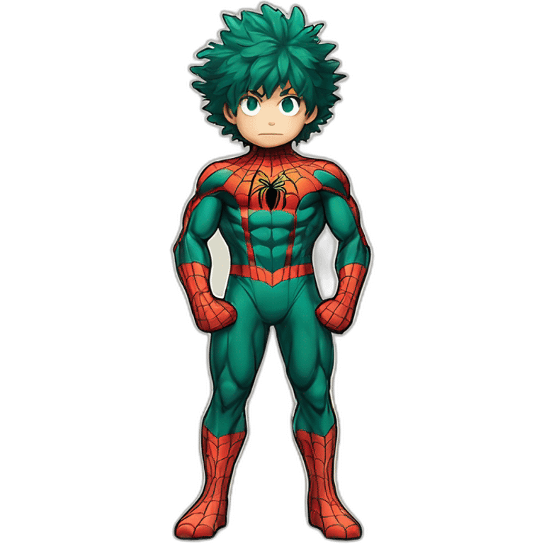 Izuku midoriya in spiderman costume, standing on the floor emoji