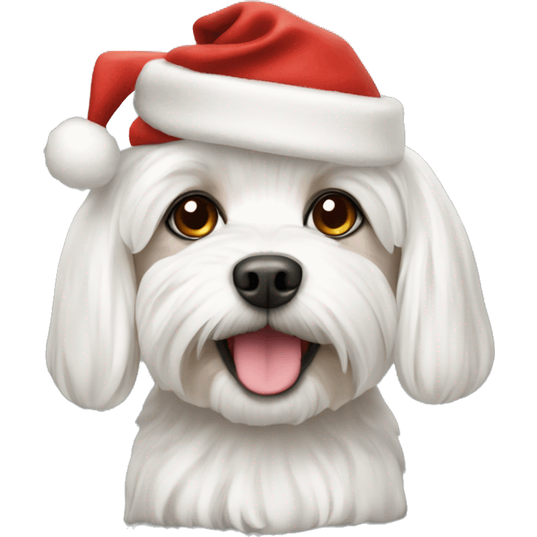 Maltese dog wearing a chirstmas hat  emoji