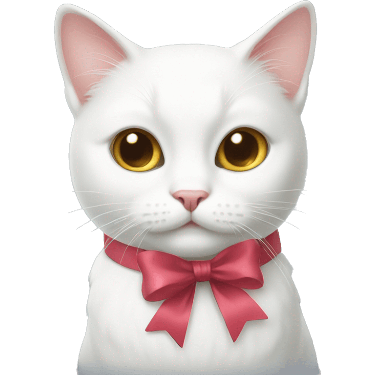 white cat with bow emoji