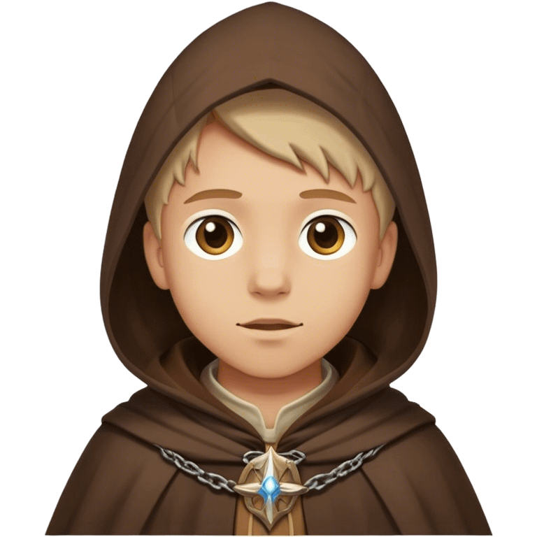 boy with brown cloak of medieval pilgrim on the way emoji