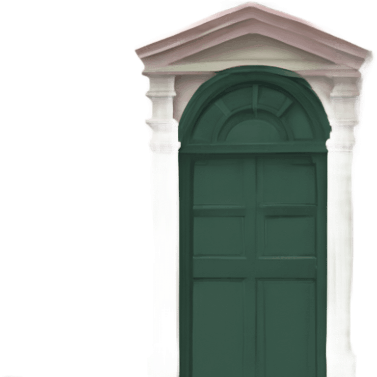 light pink 19th century building with dark green window frames and light blue door and moss green window shutters emoji