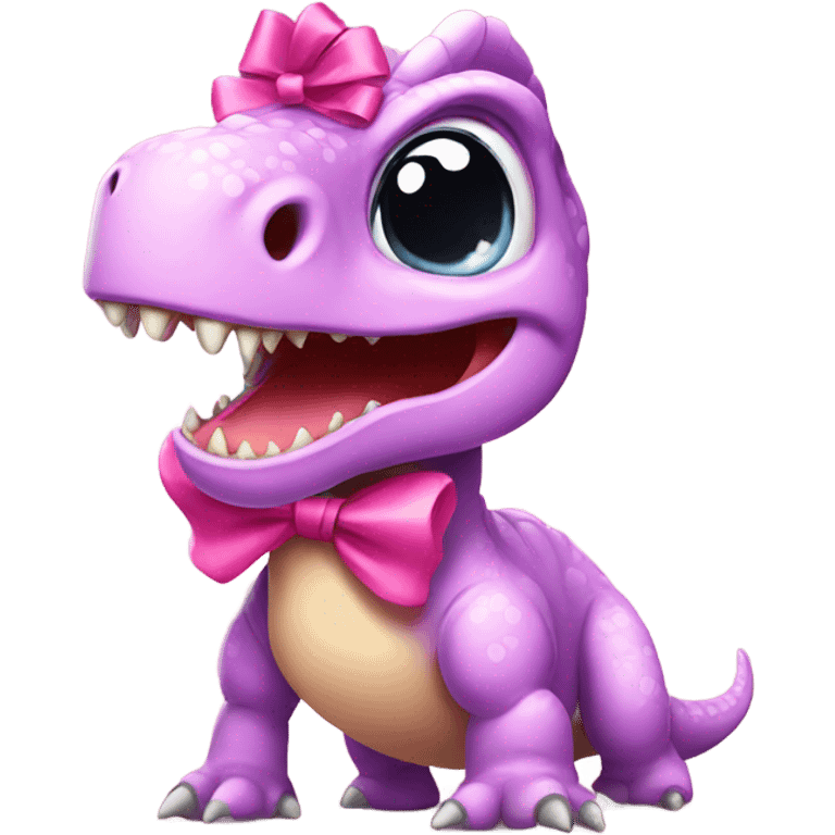 Dinosaur wearing pink bow  emoji