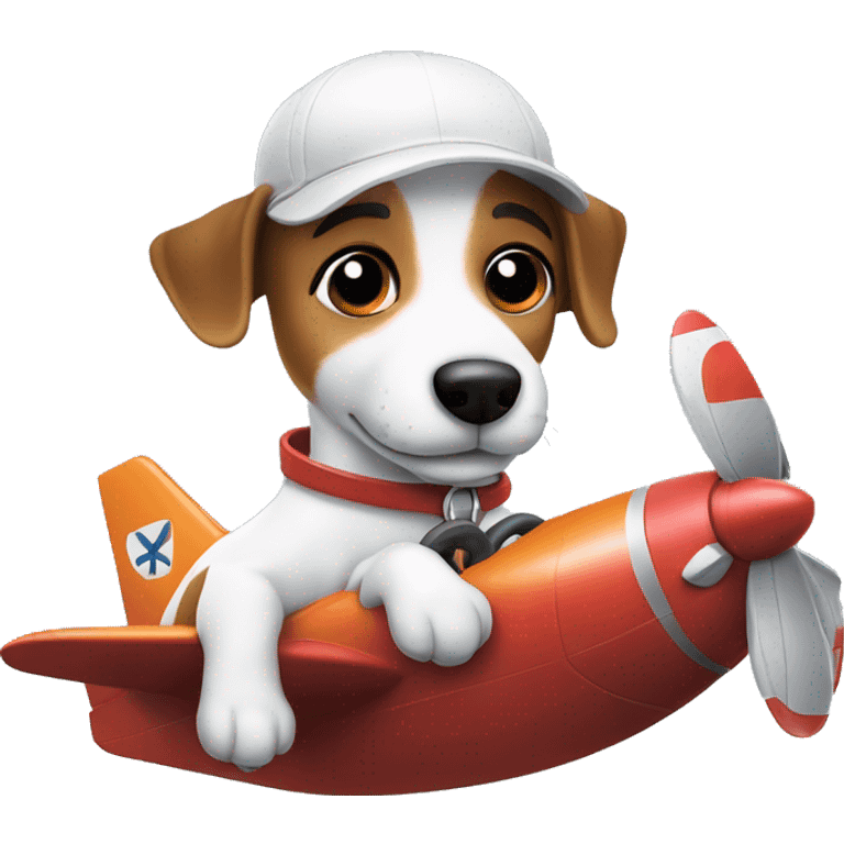 a jack russel driving a plane emoji