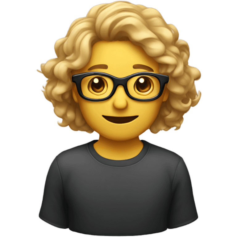 una persona con el pelo ondulado y gafas emoji