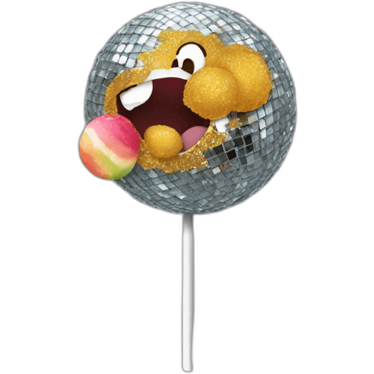 hairy disco ball eating a lollipop emoji