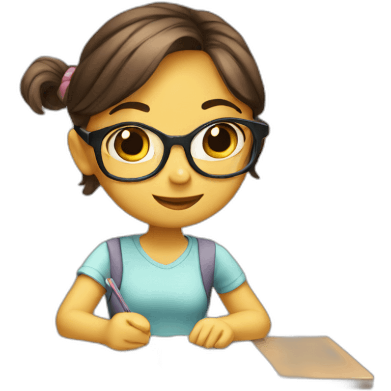 the cute girl is studying emoji