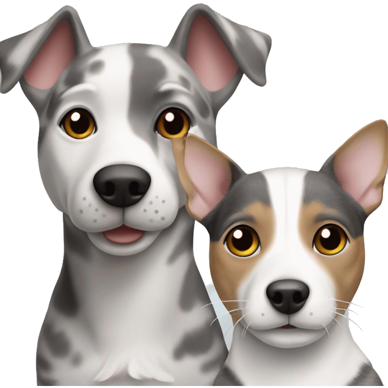 gray tabby cat and jack russell dog emoji