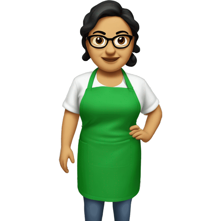 mexican chubby lady green apron  with glasses cooking tacos emoji