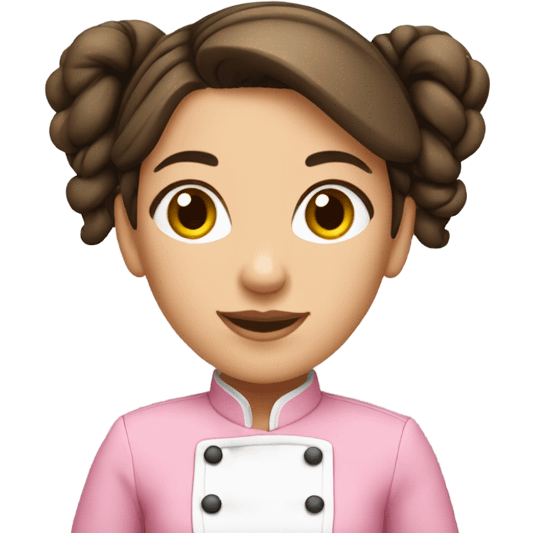 brunette chef with pigtail braids and a pink chef outfit emoji