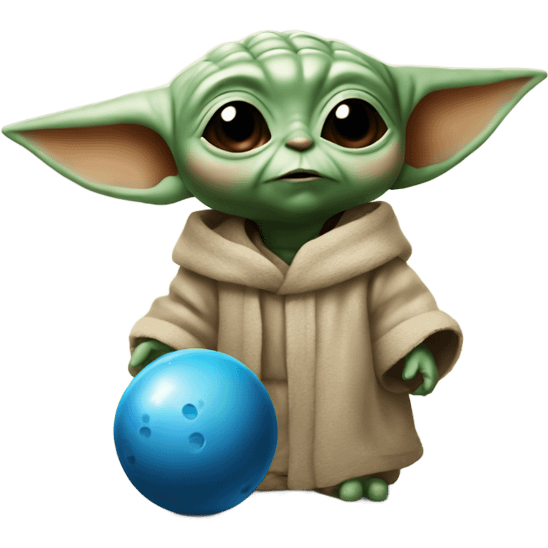 baby yoda with bowling ball emoji