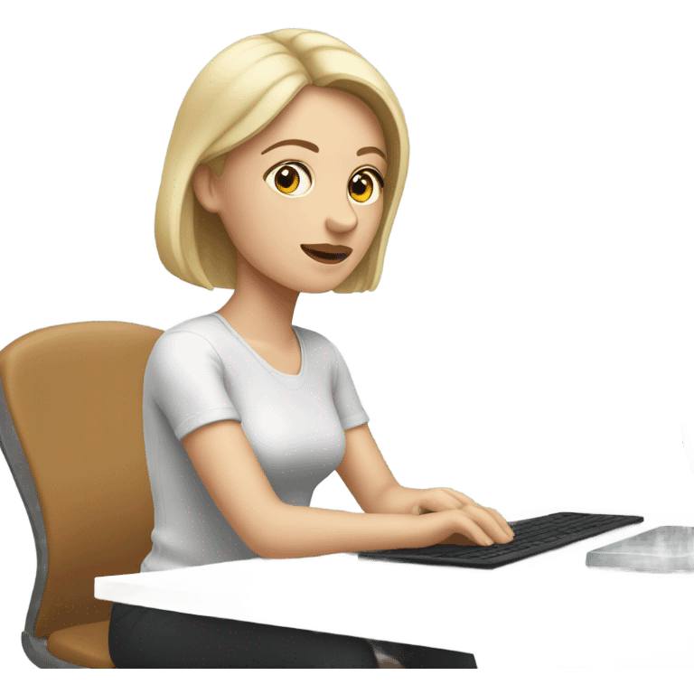 white skinned woman looking at her computer emoji