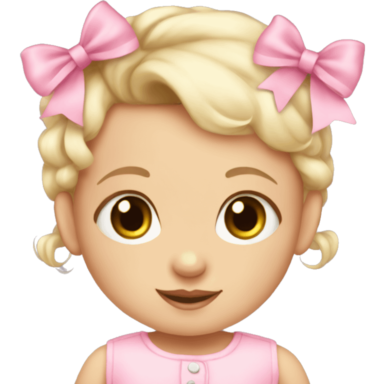 Baby white girl wearing pink bow emoji