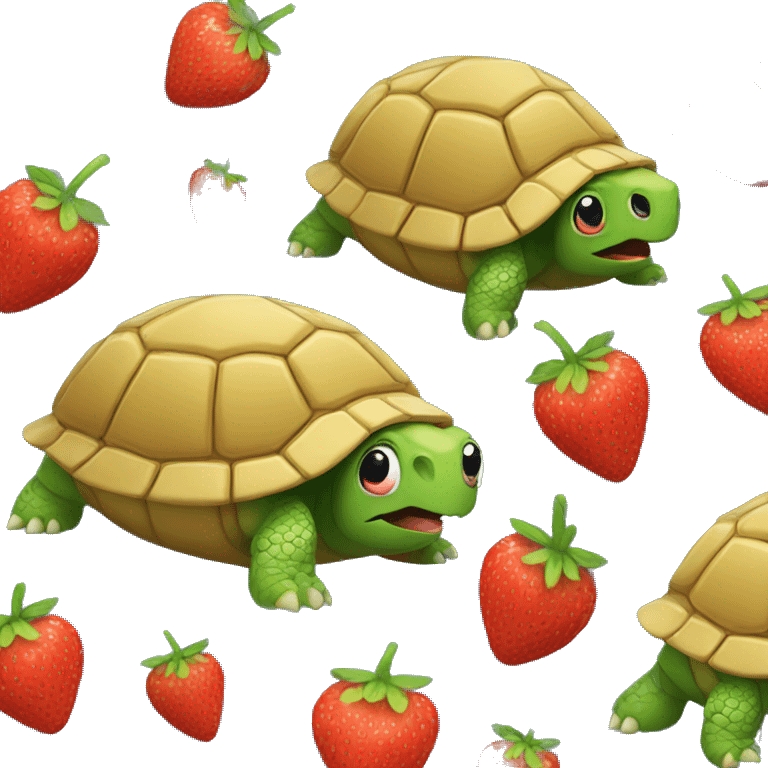 Turtle eating a strawberry emoji