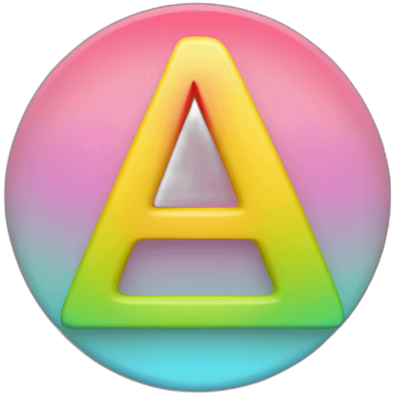 Letter A not K with shades of red, pink, light green, yellow, and light bule and a 3D feel emoji