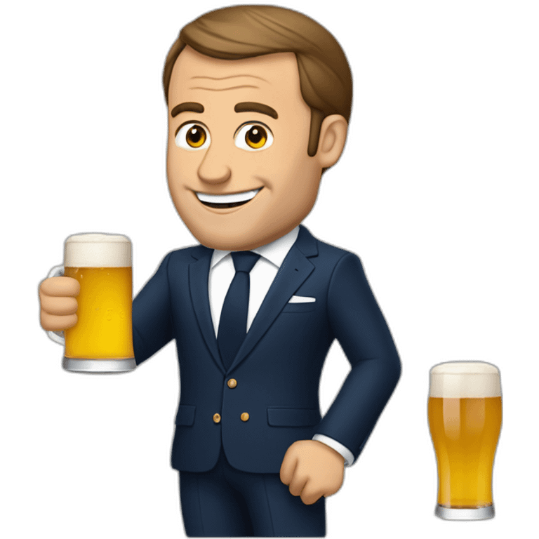 Macron entrain de boire une bière emoji