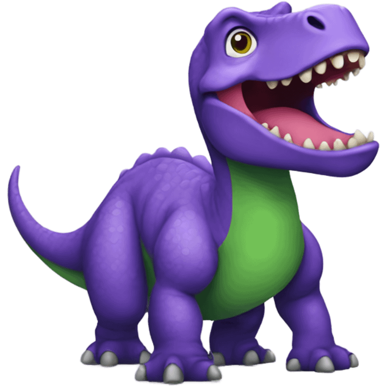 Purple dinosaur with a green belly  emoji