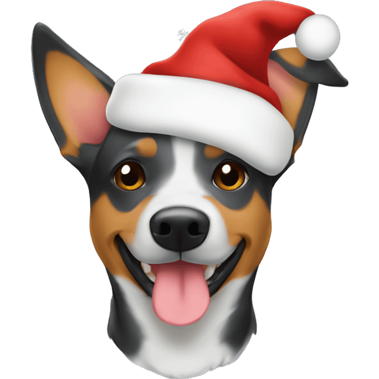 Australian cattle dog with a santa hat on  emoji